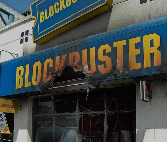 BUENOS AIRES, ARGENTINA: Picture of the facade of the video and DVD rental Blockbuster in Buenos Ai...