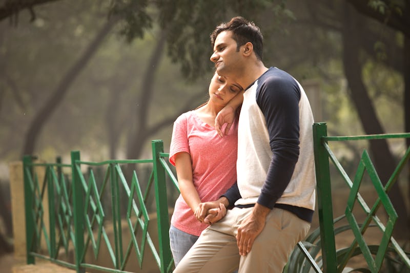 Thoughtful couple at park