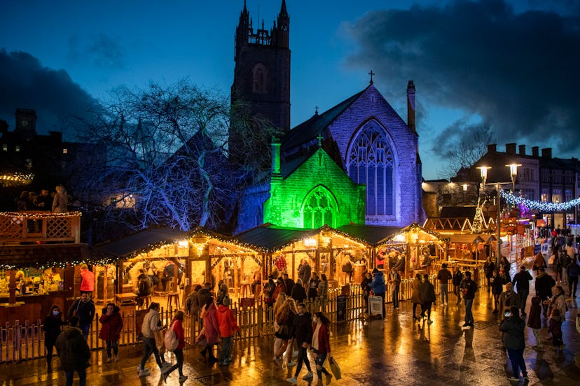 A general view of Christmas markets in Cardiff City centre on November 15, 2020 in Cardiff, Wales.