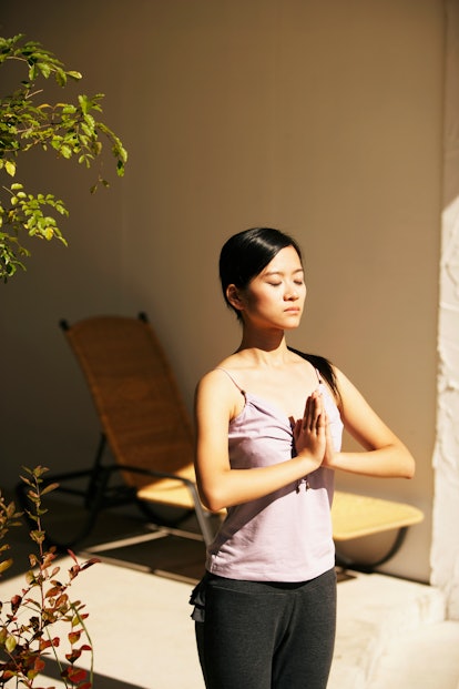 Do sun salutations as yoga for winter solstice.