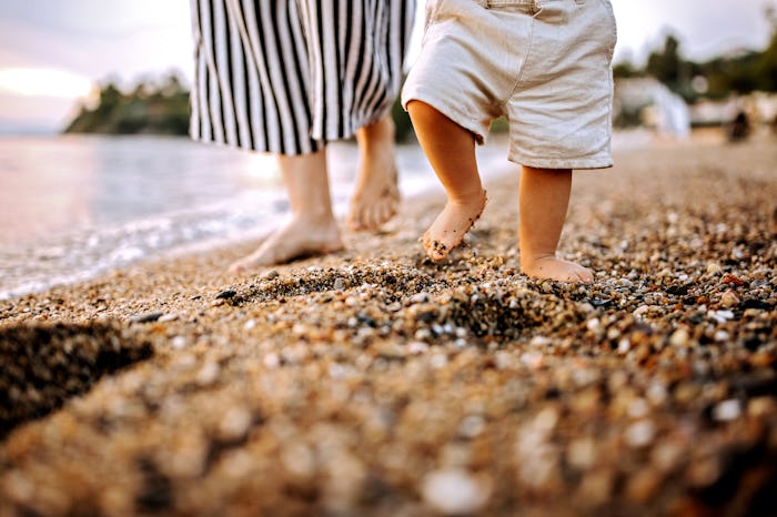 First steps at the sea beach