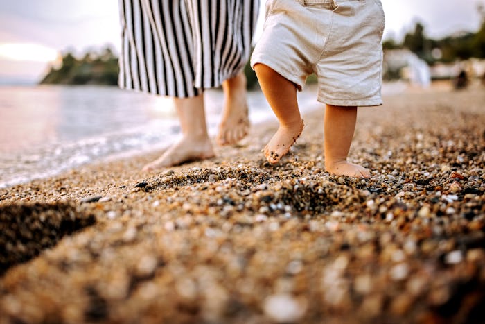 First steps at the sea beach