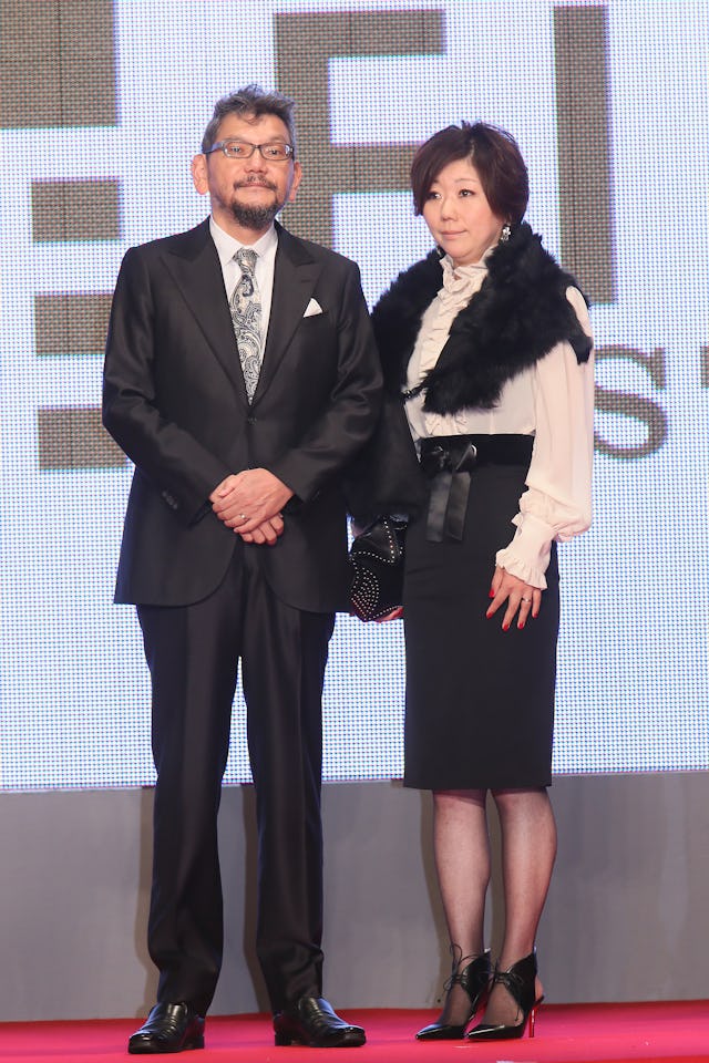 TOKYO, JAPAN - OCTOBER 23:  Director Hideaki Anno and manga artist Moyoko Anno pose for 'The World o...