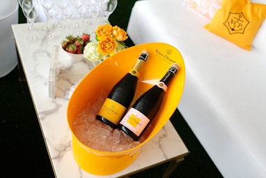 JERSEY CITY, NEW JERSEY - JUNE 01: A view of Veuve Clicquot bottles at VIP tables during the 12th An...