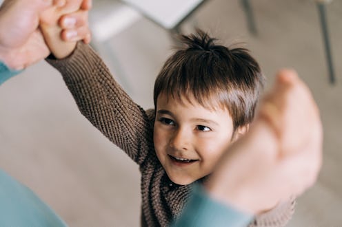 Shot of a father and his little boy spending time together at home.