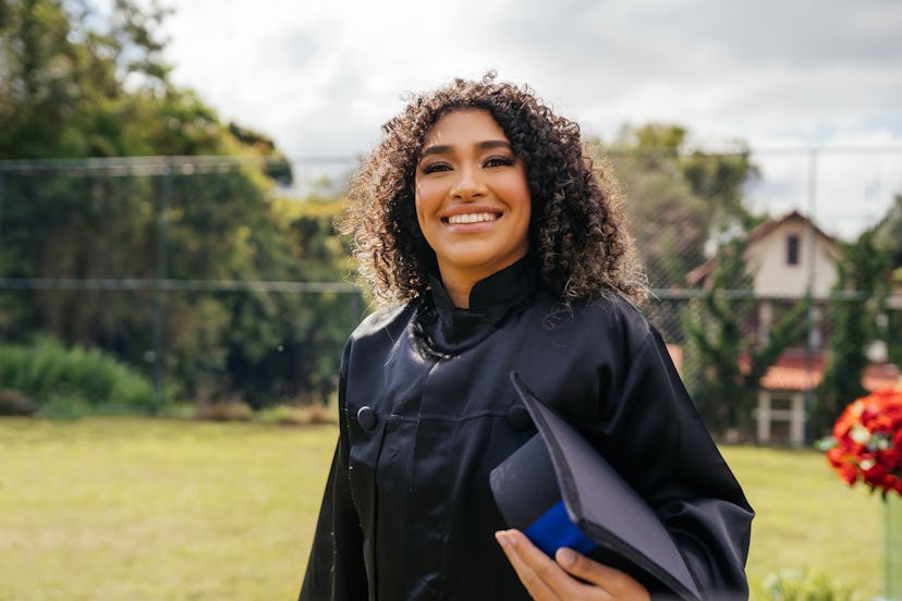 University student at outdoor graduation