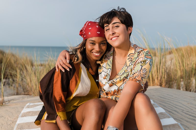 friends together at the beach