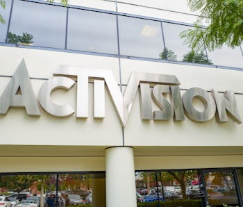 Sign on facade of office of videogame publisher Activision in the Silicon Beach area of Los Angeles,...