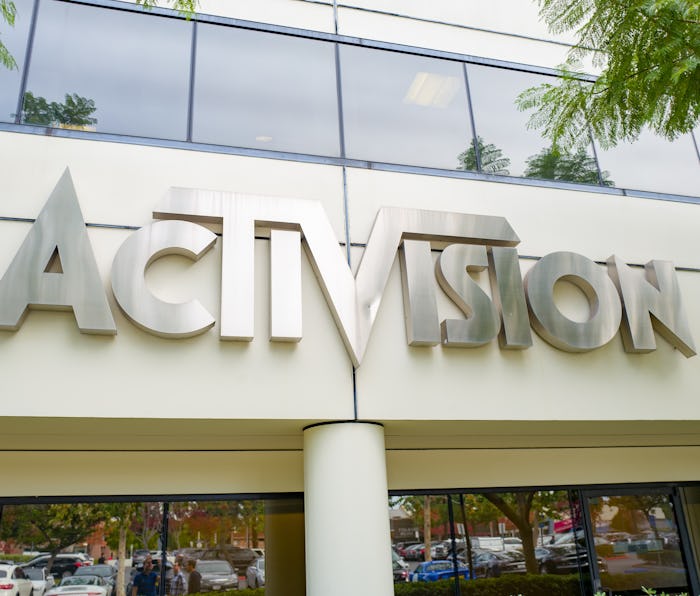 Sign on facade of office of videogame publisher Activision in the Silicon Beach area of Los Angeles,...