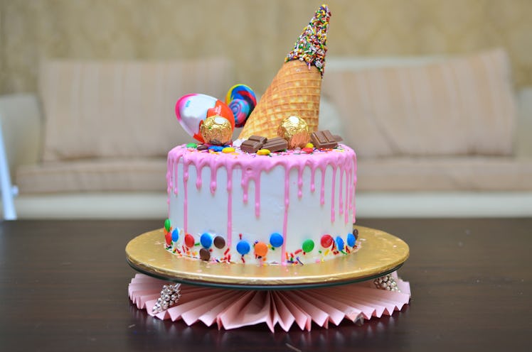 An ice cream cake is still a staple at winter birthdays.