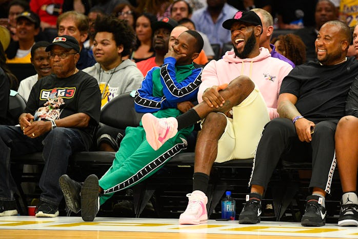 LOS ANGELES, CA - SEPTEMBER 01: Los Angeles Lakers guard Lebron James looks on with agent Rich Paul ...