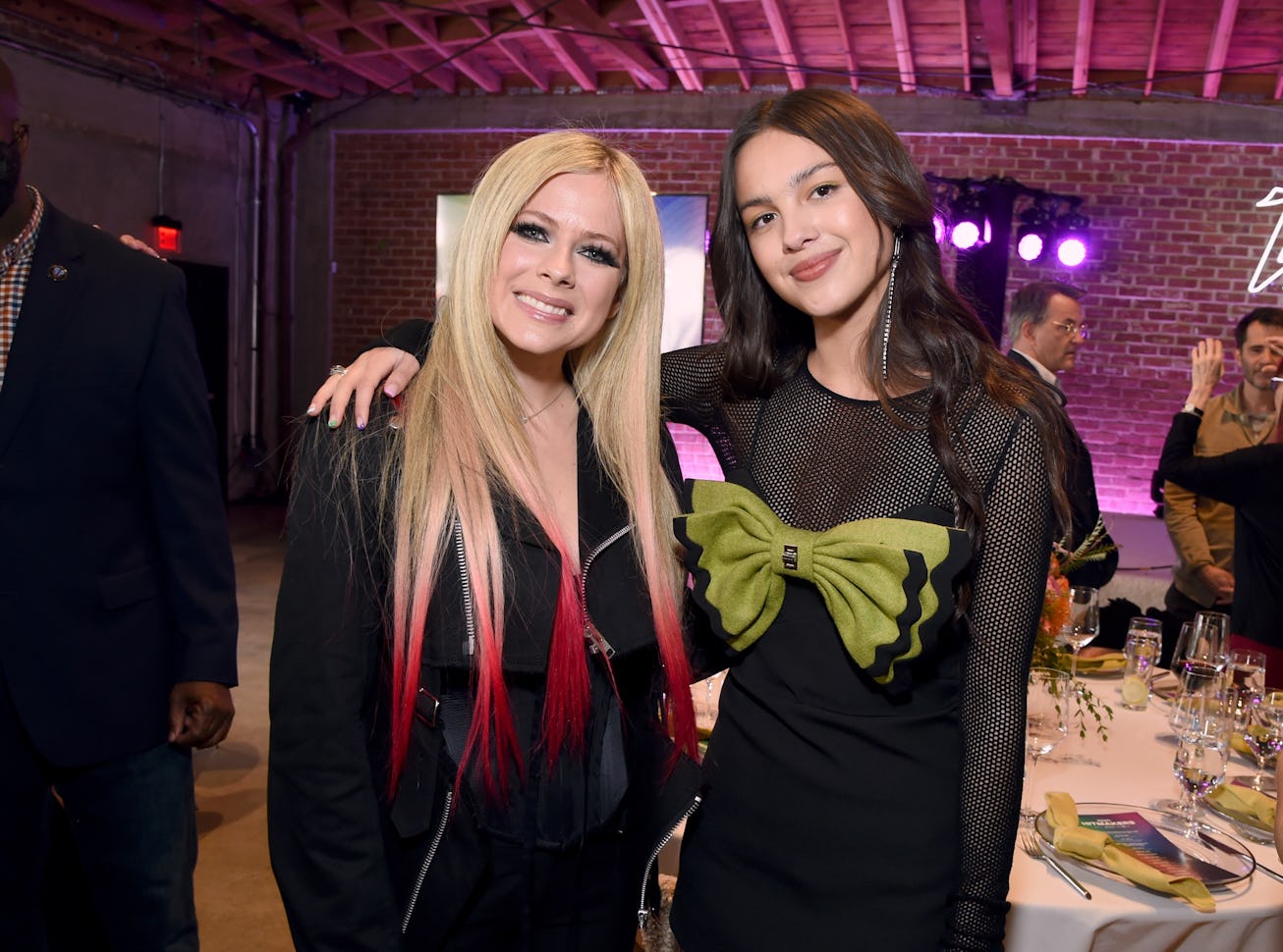 LOS ANGELES, CALIFORNIA - DECEMBER 04: (L-R) Avril Lavigne and Olivia Rodrigo attend Variety's Hitma...