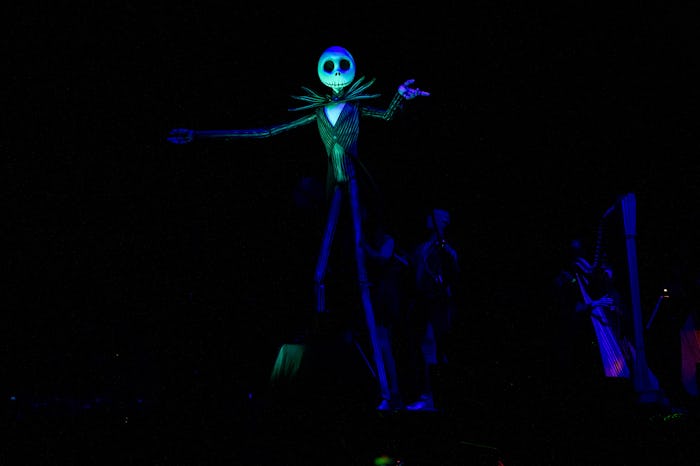 LOS ANGELES, CALIFORNIA - OCTOBER 29: Puppeteers control a Jack Skellington puppet on stage during D...