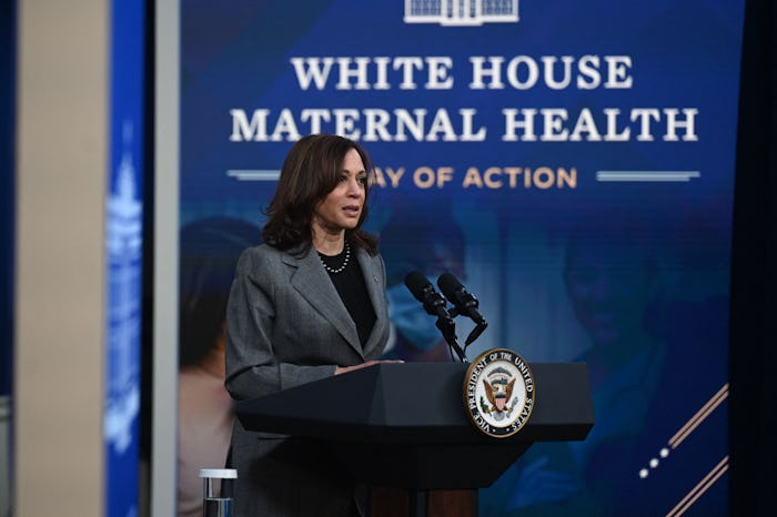 US Vice President Kamala Harris speaks on maternal health during the White House Maternal Health Day...