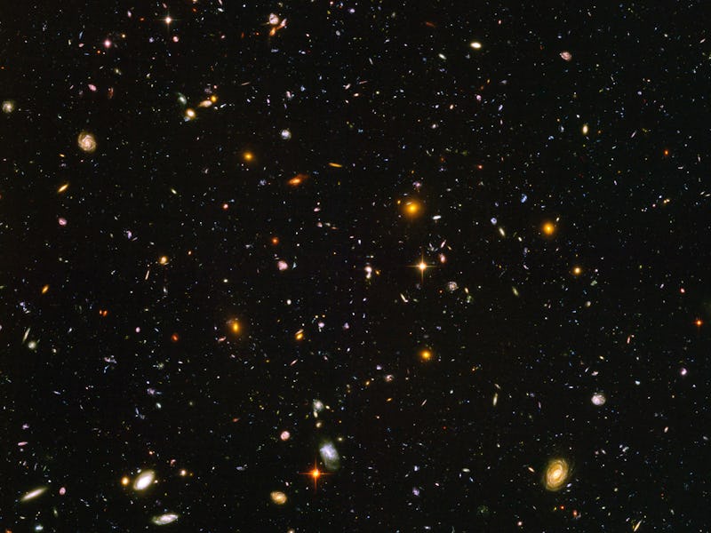 IN SPACE: In this NASA handout, a view of nearly 10,000 galaxies are seen in a Hubble Telescope com...