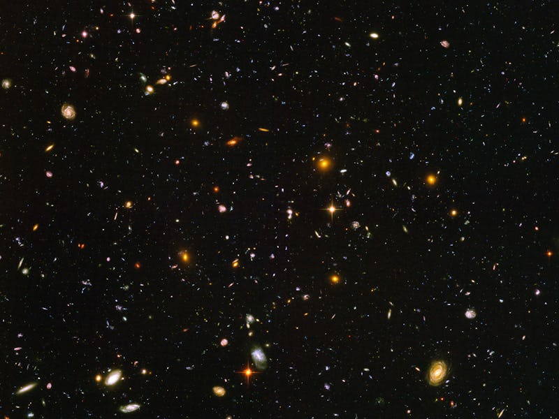 IN SPACE:  In this NASA handout, a view of nearly 10,000 galaxies are seen in a Hubble Telescope com...