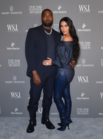 Kim Kardashian gave a shoutout to Kanye West while accepting the Fashion Icon Award at the 2021 Peop...