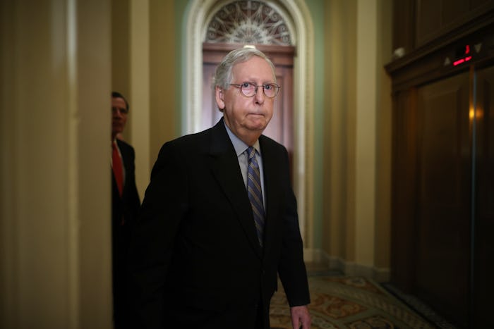 WASHINGTON, DC - NOVEMBER 30: Senate Minority Leader Mitch McConnell (R-KY) arrives for a news confe...