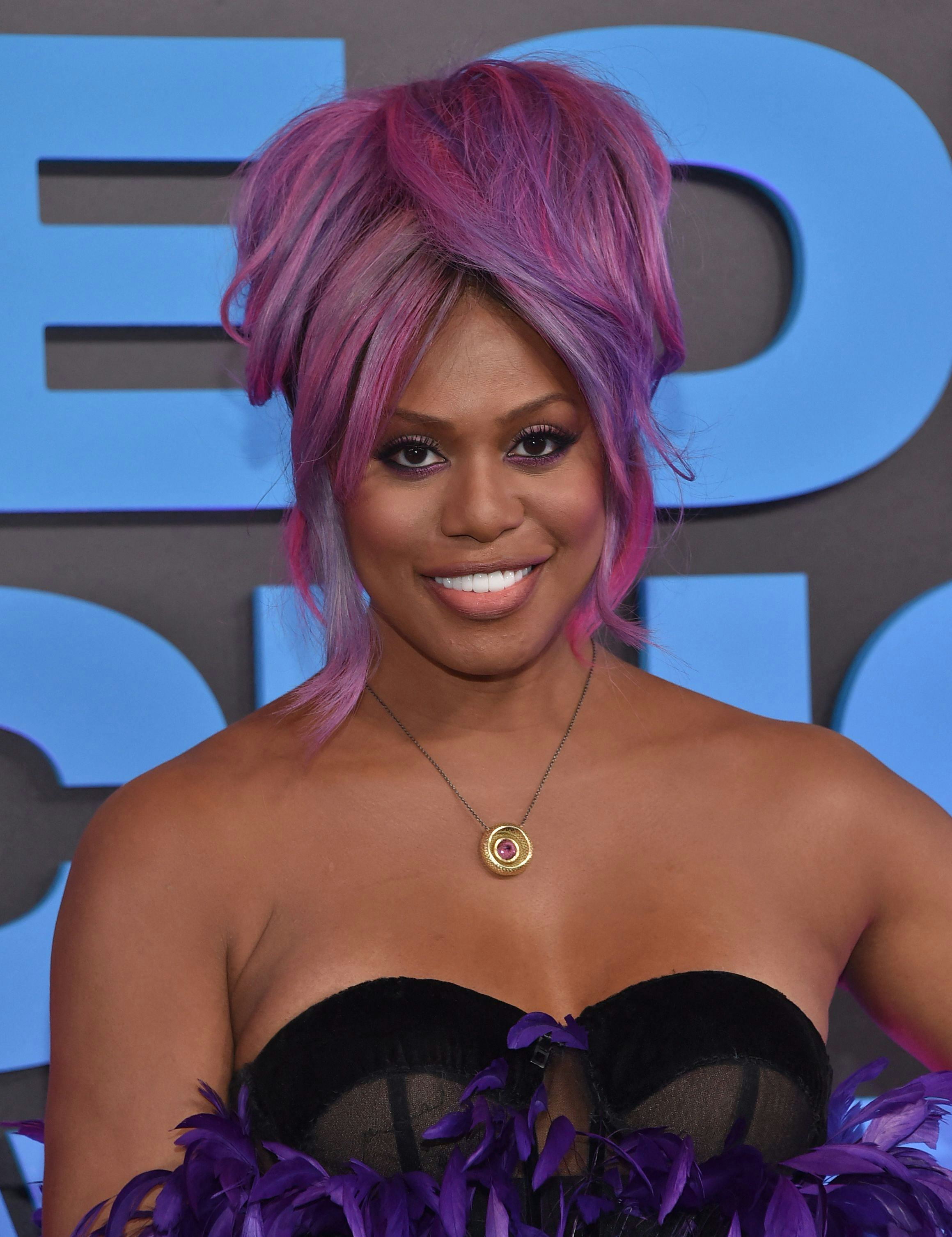 One of the best beauty looks at the People's Choice Awards 2021: Laverne Cox's purple hair.