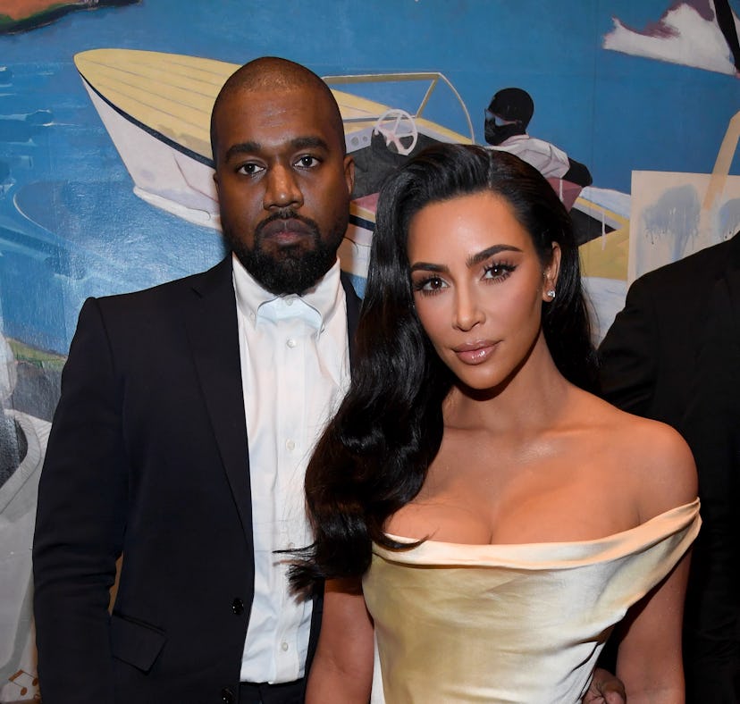 Kim Kardashian gave a shoutout to Kanye West while accepting the Fashion Icon Award at the 2021 Peop...