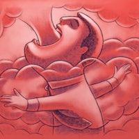 digital painting / raster illustration of businessman exhaling cloud of smoke