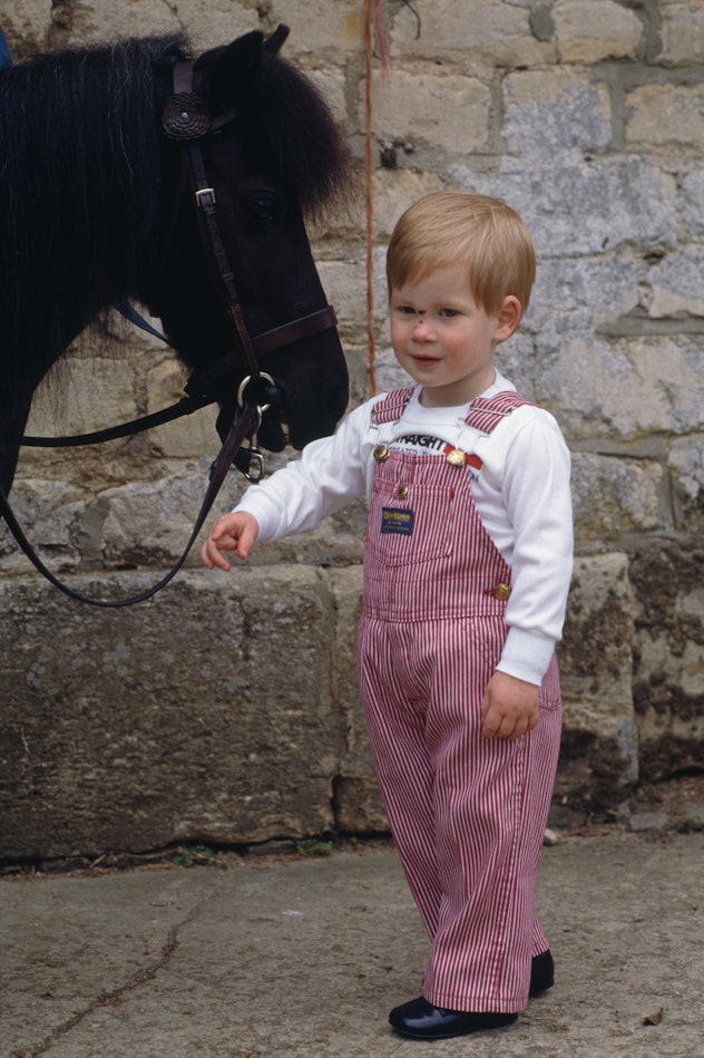 Prince Harry with his pony.