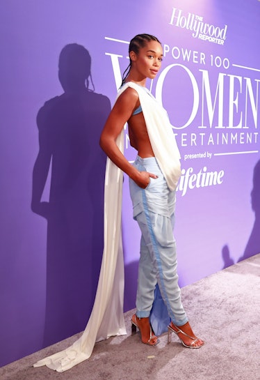 Laura Harrier attends The Hollywood Reporter 2021 Power 100 Women in Entertainment