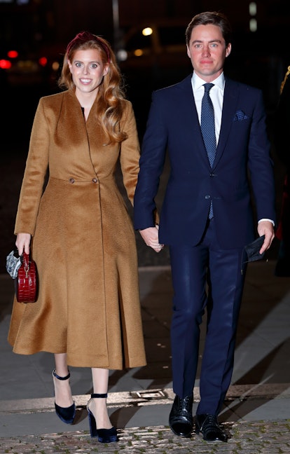 Princess Beatrice wearing a coat from The Fold.