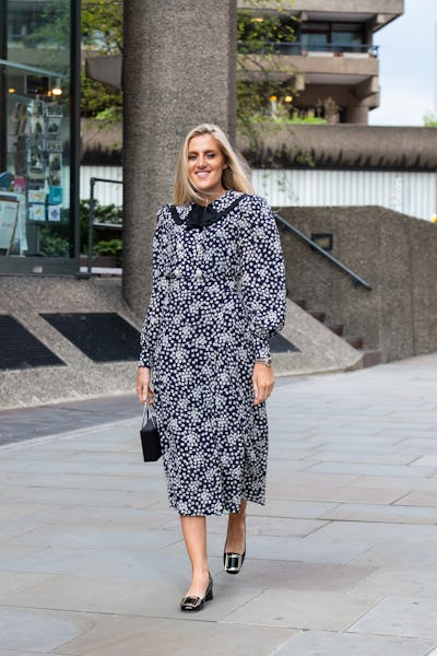 LONDON, ENGLAND - SEPTEMBER 17: Artist Sophie Tea wears an Alessandra Rich dress and Roger Vivier sh...