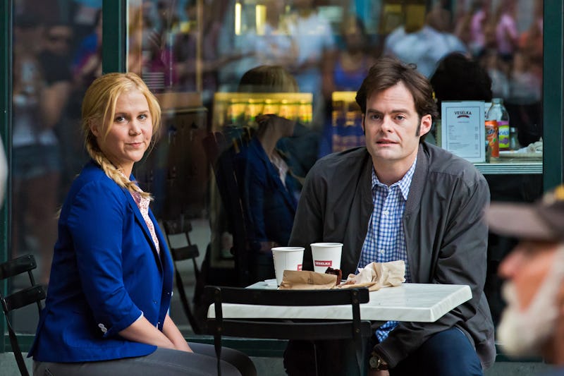Amy Schumer and Bill Hader on the set of 'Trainwreck' in New York City. Photo via Getty Images
