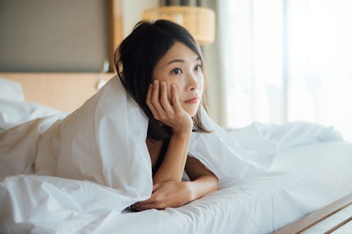 woman, resting, anxious