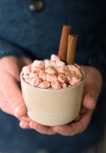 Spike hot chocolate with cinnamon liqueur for a great alcoholic hot cocoa.