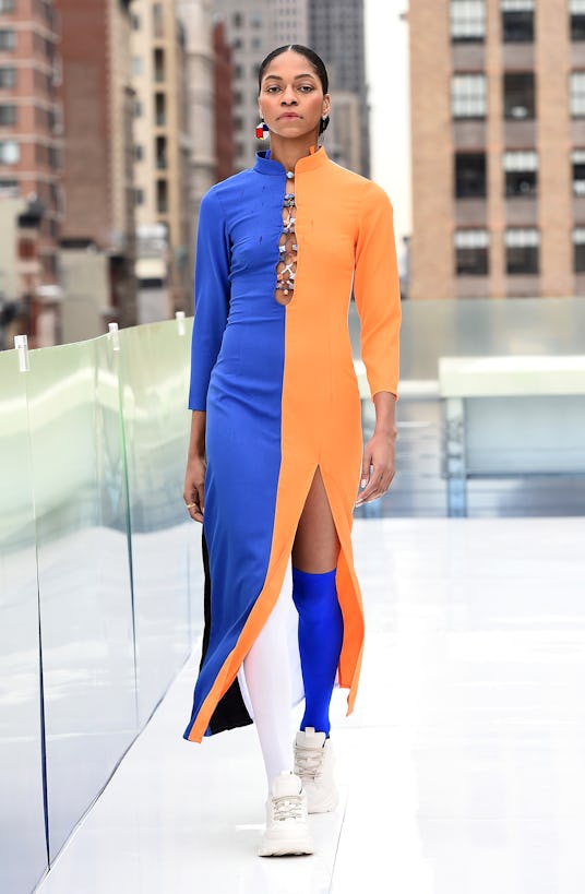 A runway look from Dawang at New York Fashion Week.