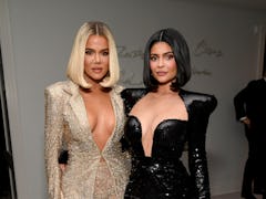 Khloe Kardashian poses with sister Kylie Jenner.