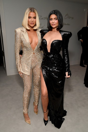 Khloe Kardashian poses with sister Kylie Jenner.