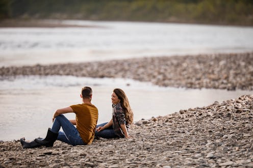 couple, conversation, beach