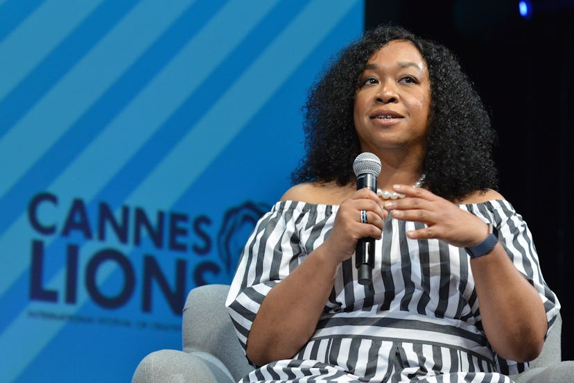 Shonda Rhimes speaks on a panel at Canne.