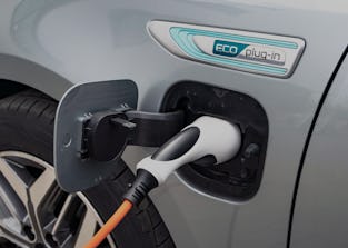 Charger plugged into an electric car.