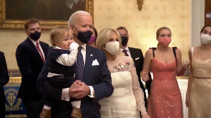 Baby Beau Biden gets his own little crib at the White House.