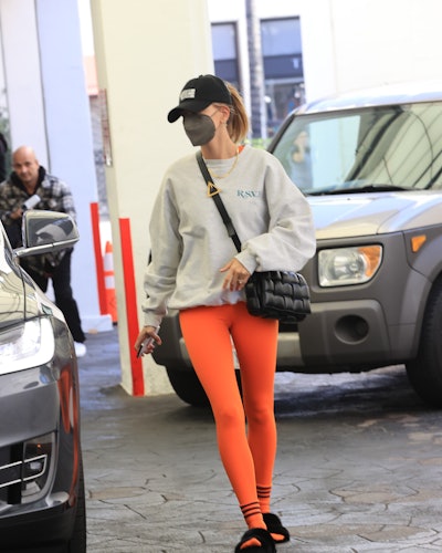 Hailey Bieber is seen on February 5, 2021 in Los Angeles, California.