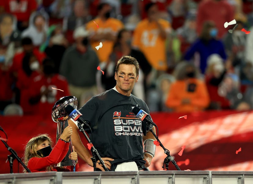 Tom Brady's daughter, Vivian, held the trophy at the 2021 Super Bowl.