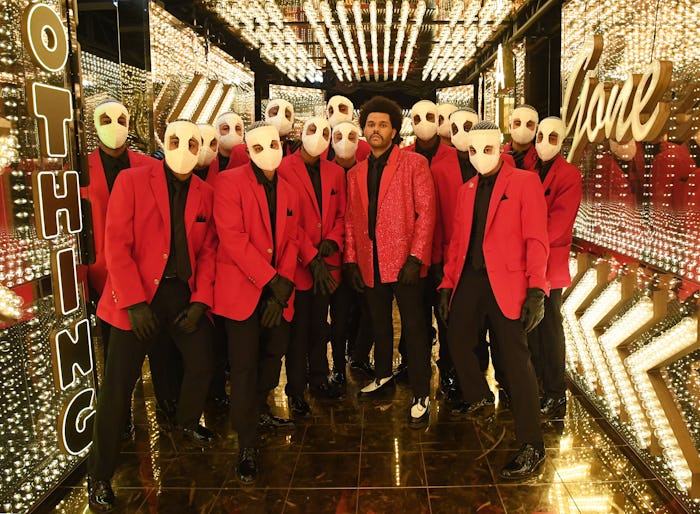 The Weeknd performed at the Super Bowl with an army of backup dancers.
