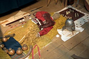 A reconstruction of the man's burial at Sutton Hoo.