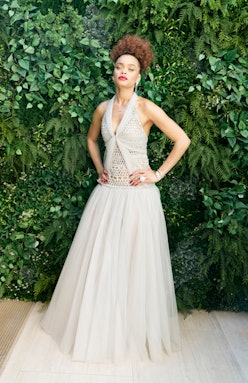 Andra Day wears a Chanel gown to the 2021 Golden Globe Awards on February 28.