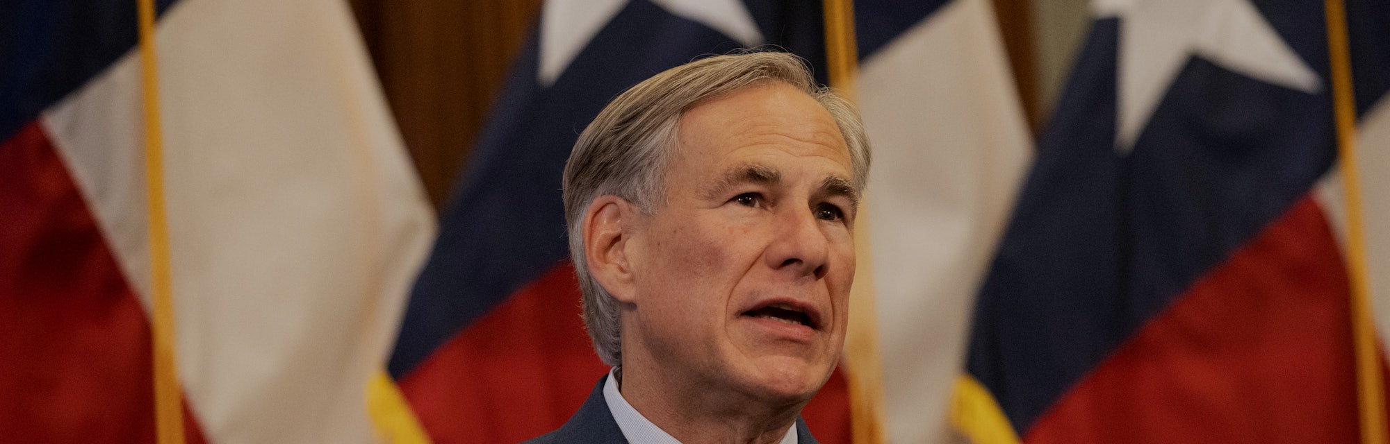 Texas Governor Greg Abbott announces the reopening of more Texas businesses during the COVID-19 pand...