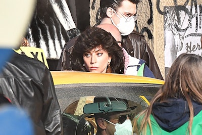 Lady Gaga is seen filming "House of Gucci" movie on March 10, 2021 in Milan, Italy. 