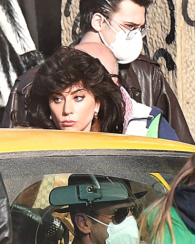 Lady Gaga is seen filming "House of Gucci" movie on March 10, 2021 in Milan, Italy. 