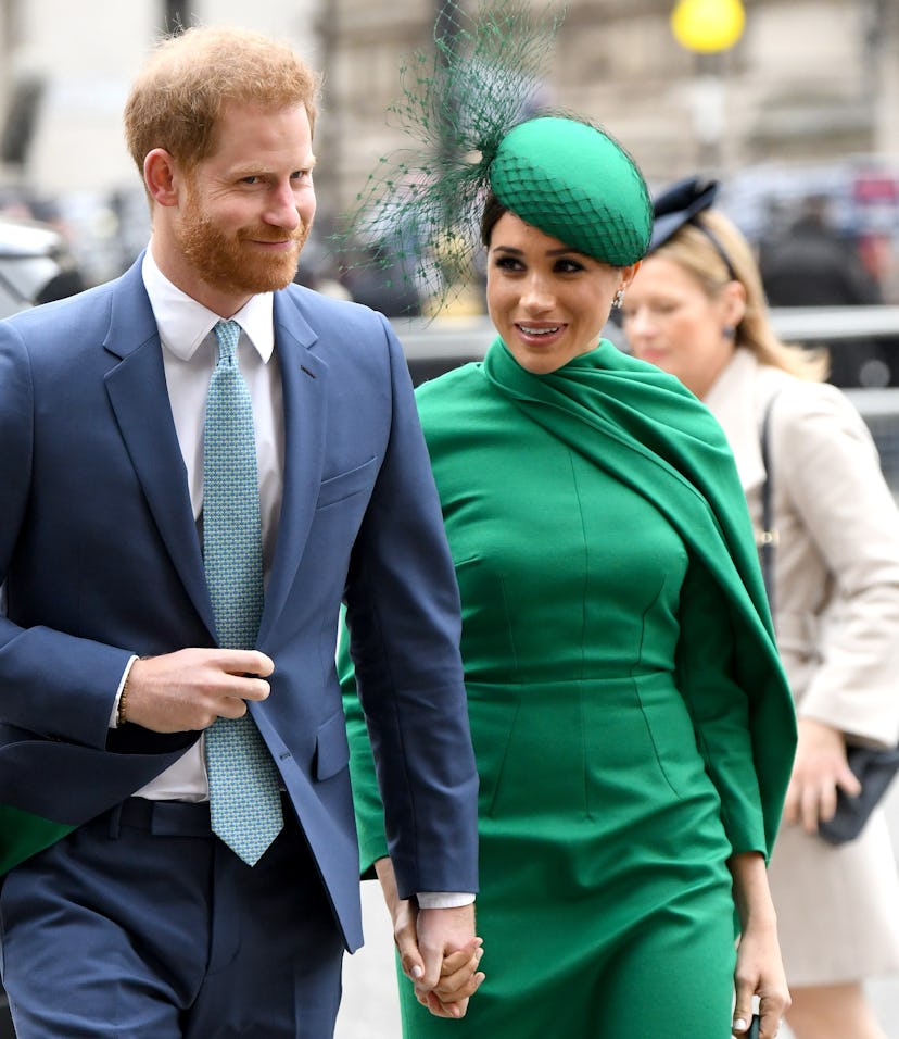 LONDON, ENGLAND - MARCH 09: Prince Harry, Duke of Sussex and Meghan, Duchess of Sussex attend the Co...