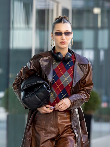 MILAN, ITALY - FEBRUARY 20: Bella Hadid is seen during Milan Fashion Week Fall/Winter 2020-2021 on F...