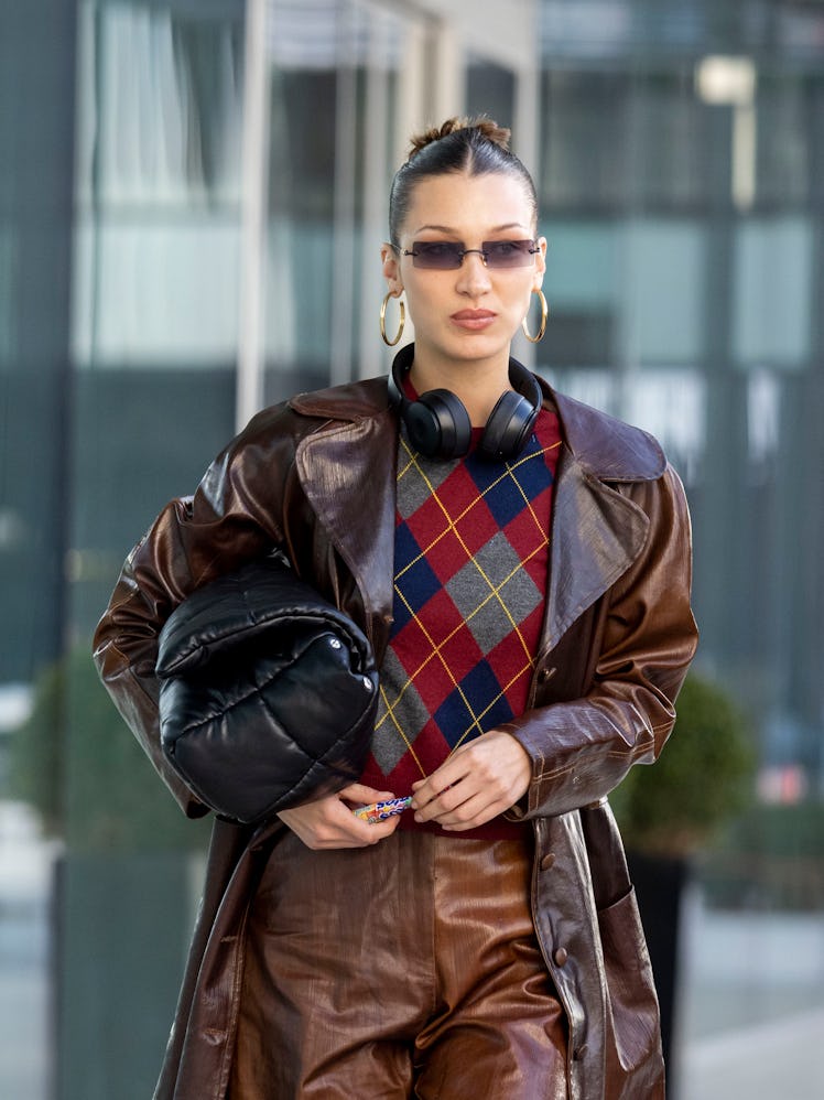 MILAN, ITALY - FEBRUARY 20: Bella Hadid is seen during Milan Fashion Week Fall/Winter 2020-2021 on F...